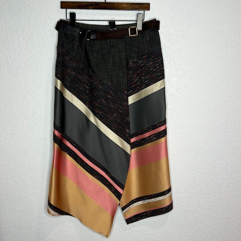 Asymmetrical Women's Skirt in Black, Pink, and Tan - Picture 3 of 16